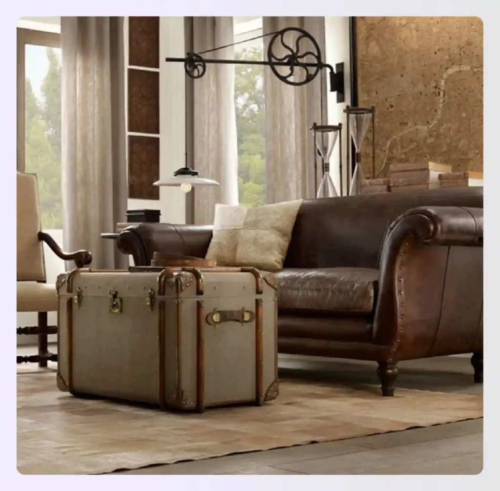 Leather chair steampunk style interior