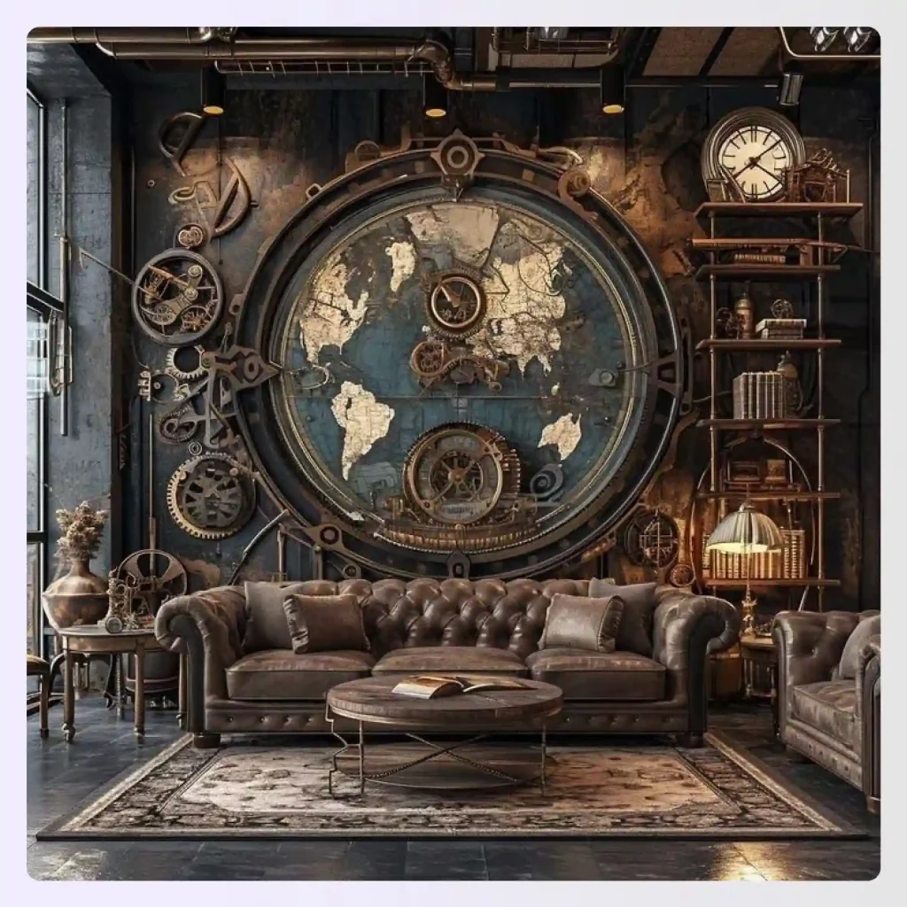 Sepia toned steampunk interior design idea
