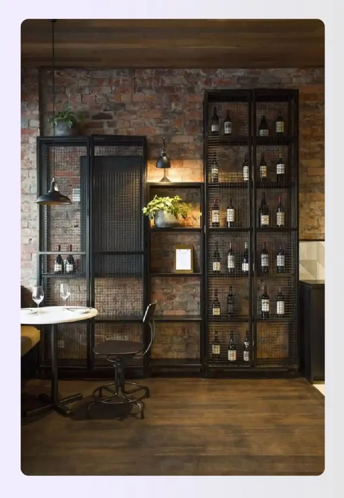 Steampunk exposed brick wall living room