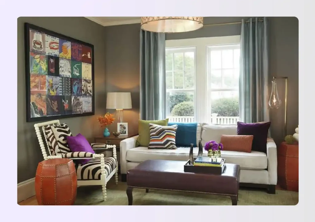 Dining area with teak table and mid-century modern interior design chairs Dining area with teak table and mid-century modern interior design chairs