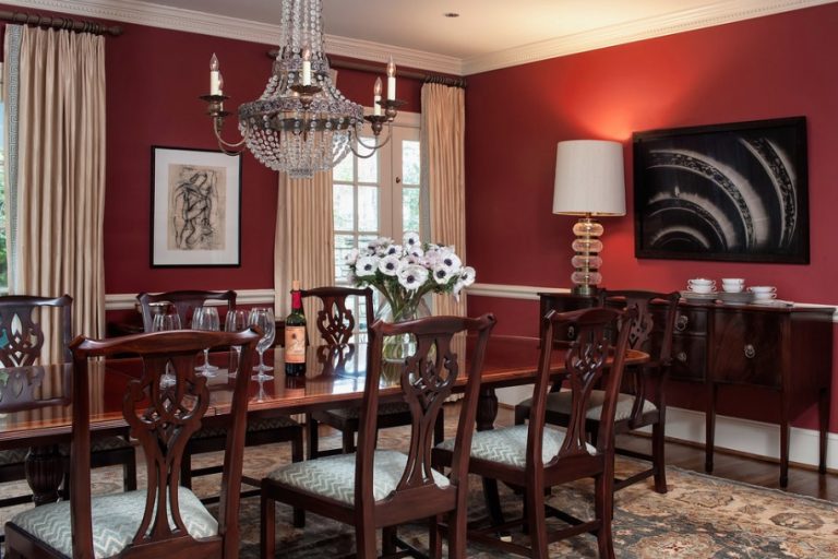 Victorian Red Burgundy Paint Stained Trim Dining Room