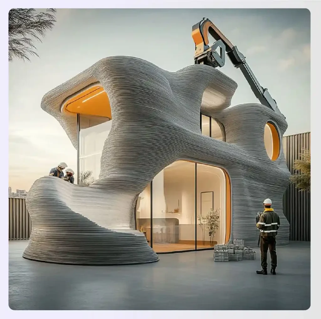 A complete two-story family home with 3D printed walls