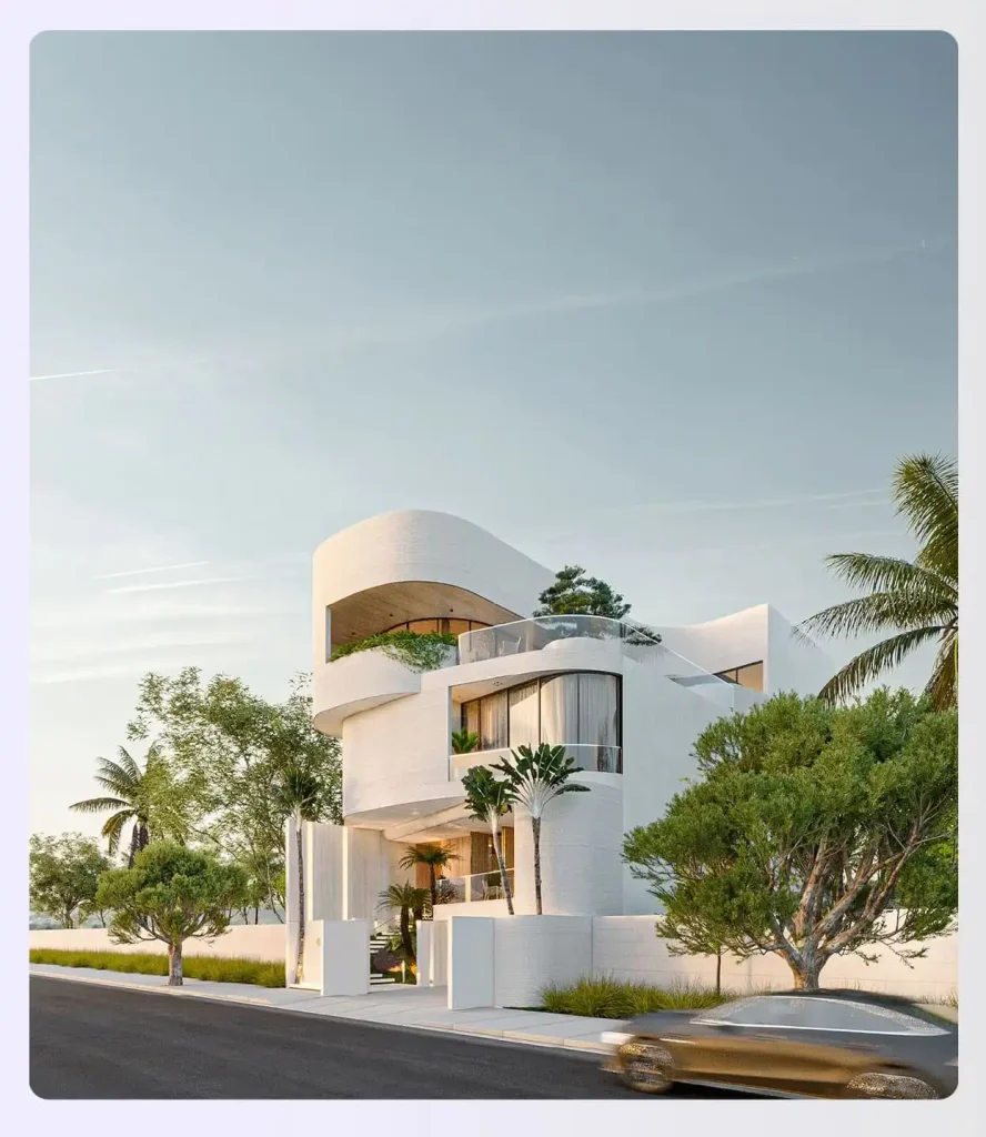A modern villa with curved 3D printed walls