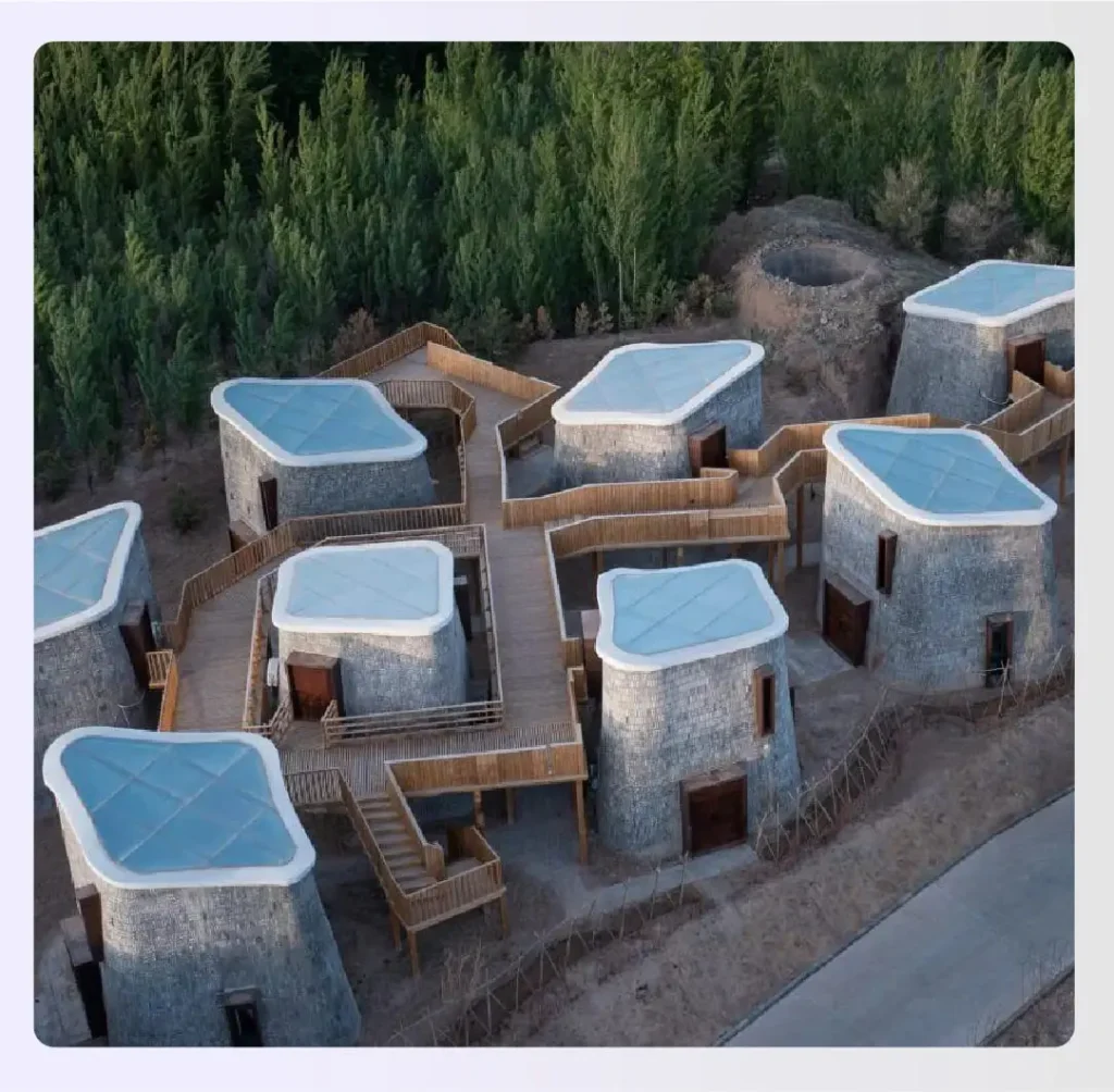  A neighborhood of several modest, 3D printed affordable homes