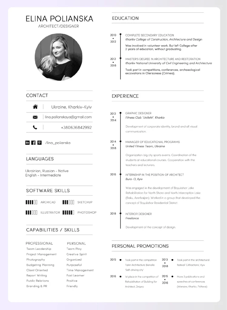 Architecture resume example 1