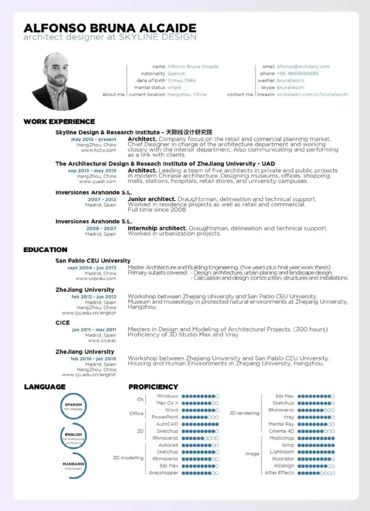 Architecture resume example 3