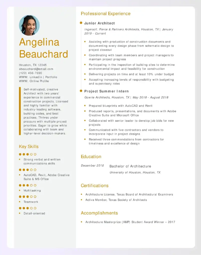 Architecture resume example 6