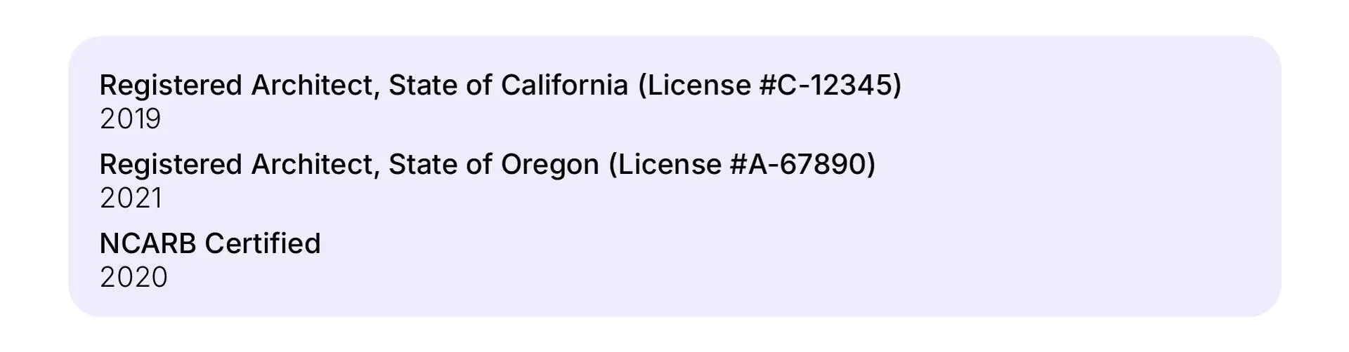 Resume certification section example