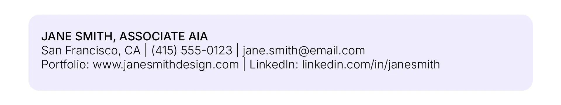 Resume portfolio section example