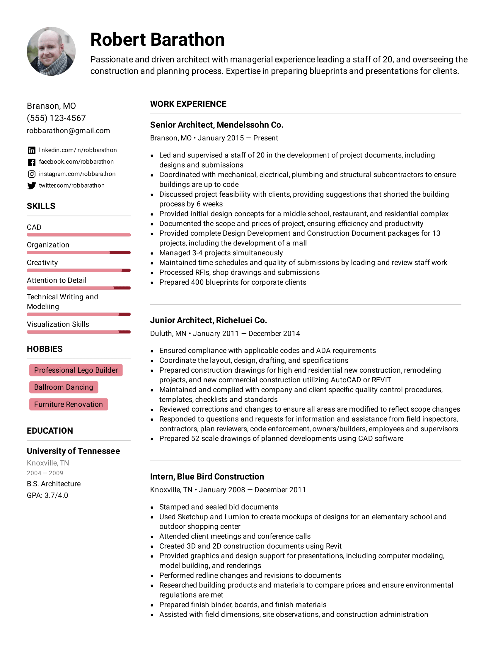 Architecture Resume Sample