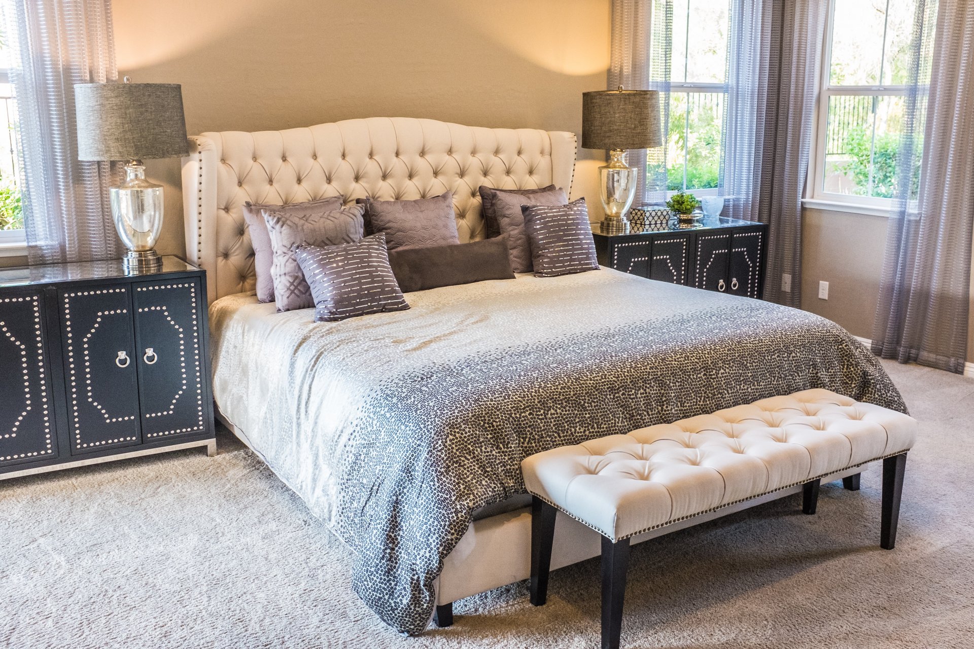 empty master bedroom with bed