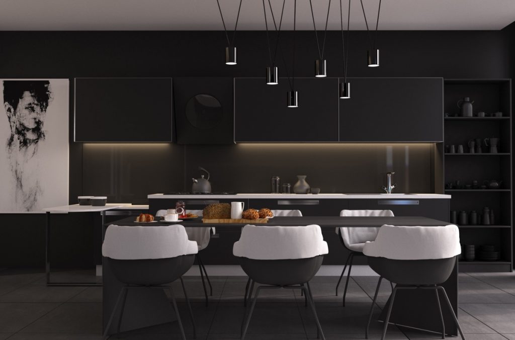 add black for modern dining room