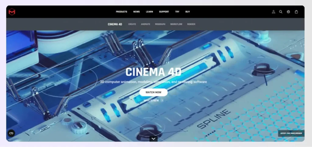 Cinema 4D cloud rendering software website homepage