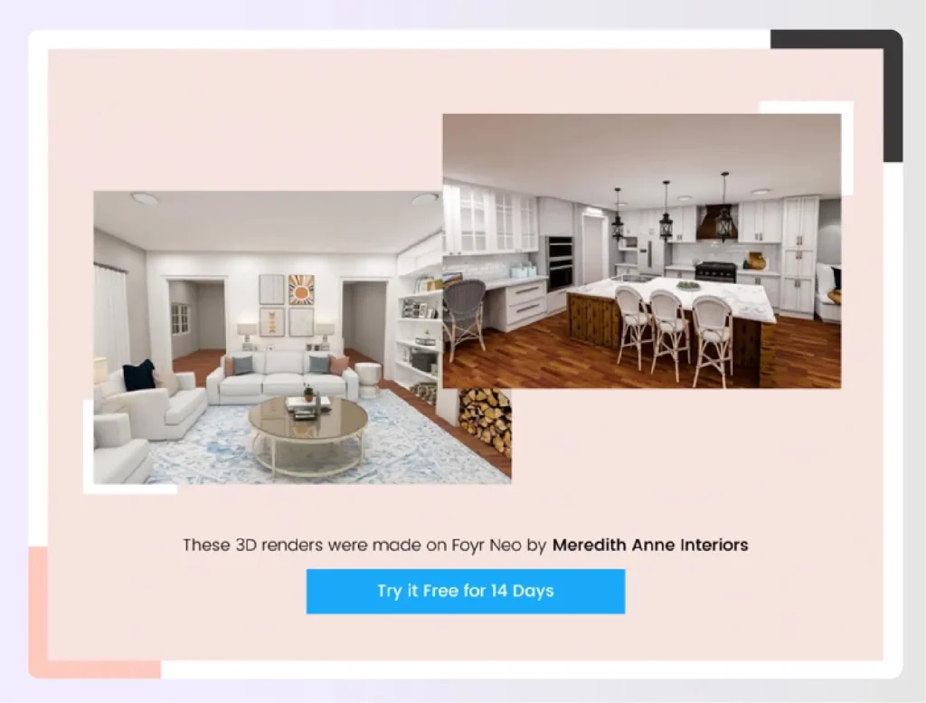 These 3D renders were made on Foyr Neo by Meredith Anne Interiors These 3D renders were made on Foyr Neo by Meredith Anne Interiors