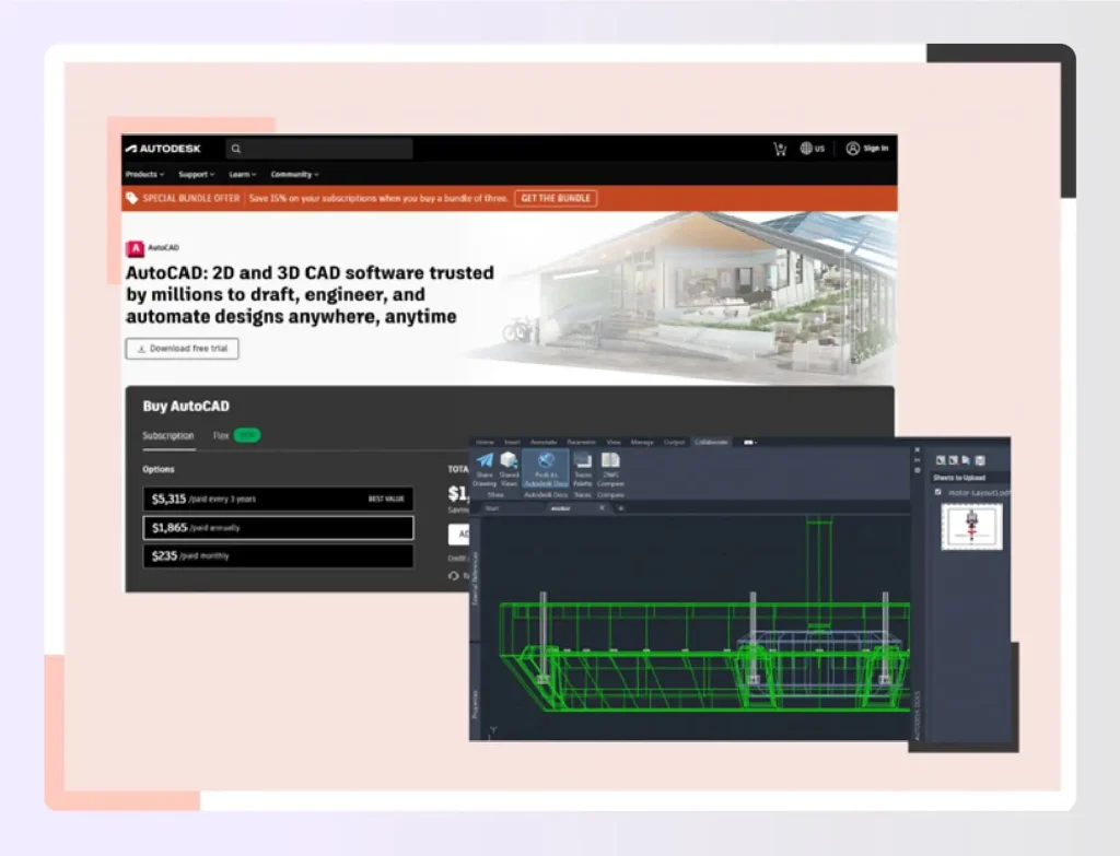 AutoCAD precise 2D floor plan drafting interface