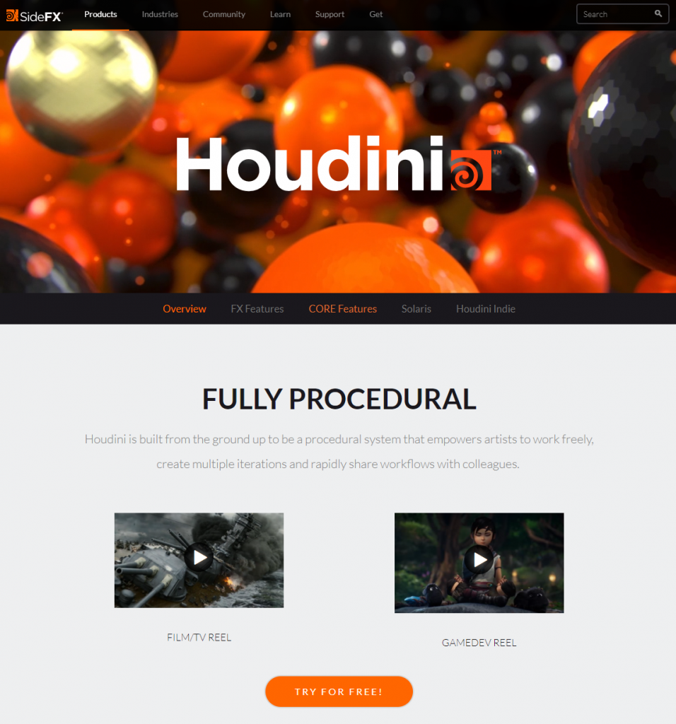 houdini - cloud rendering software
