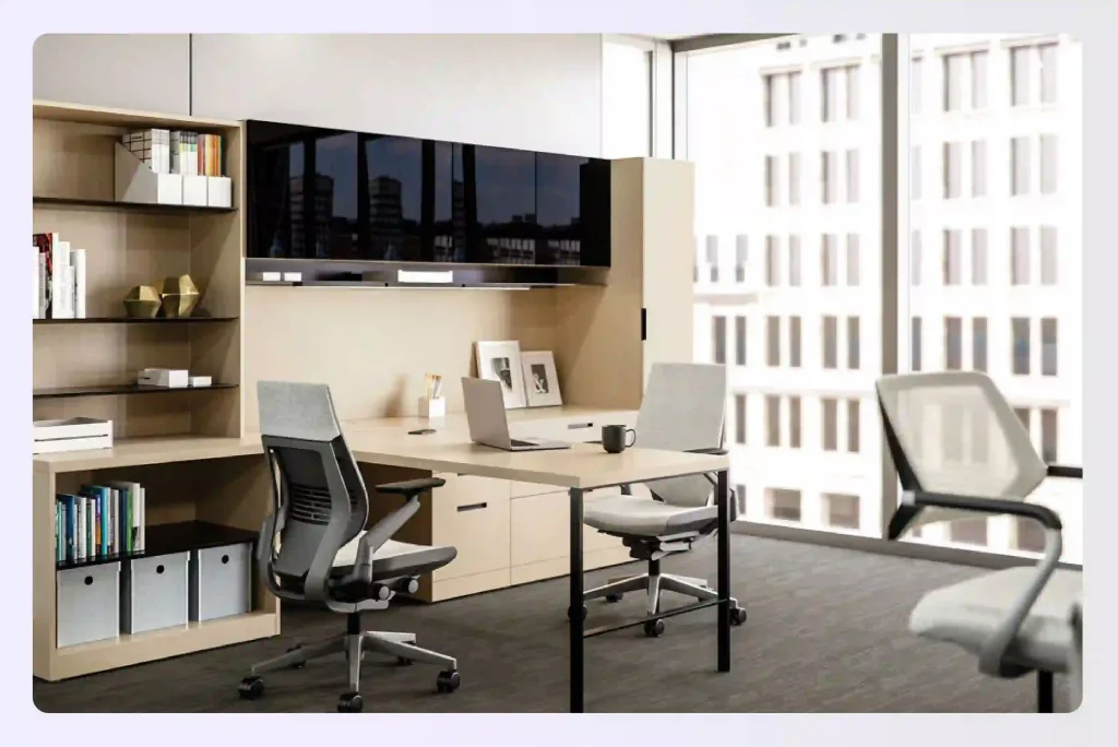 A well-designed office layout using Foyr