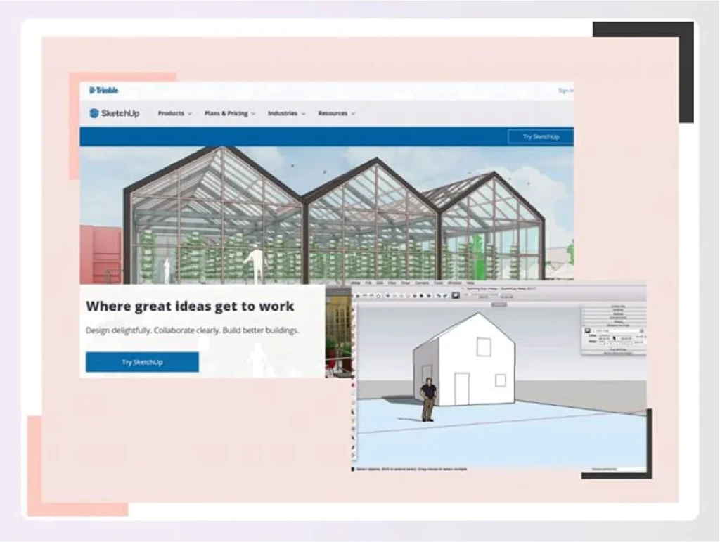 Architectural modeling in SketchUp 3D visualization software