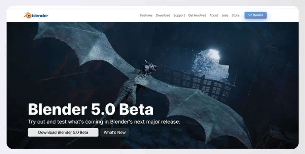 The user interface of Blender 3D visualization software