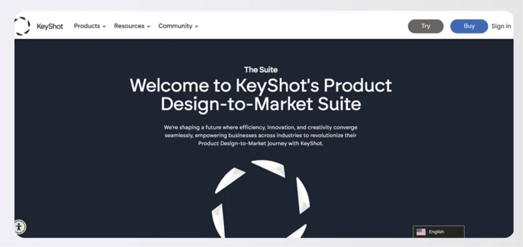 Website interface of KeyShot software