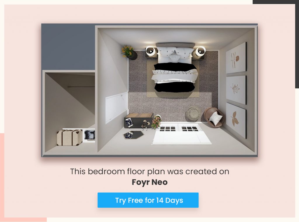 bedroom floor plan created on foyr neo