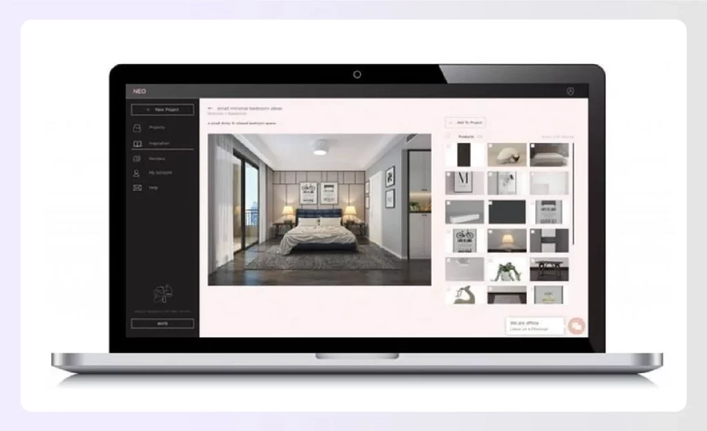 Foyr Neo room design app interface