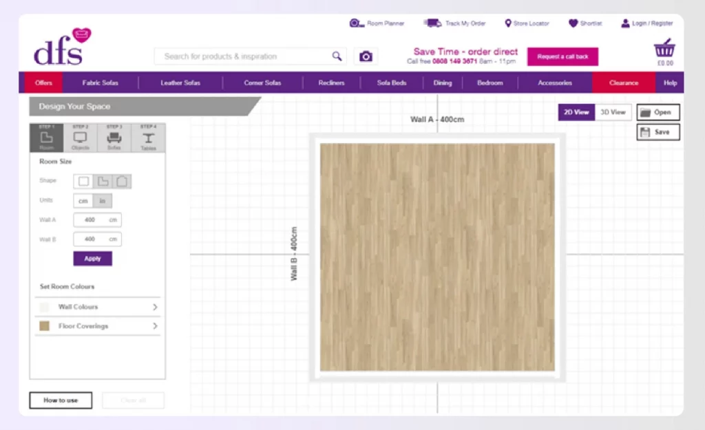 Furniture visualization in room design