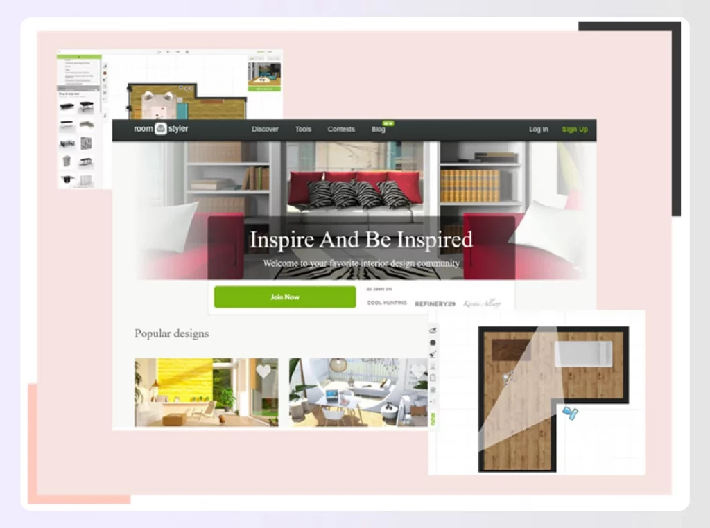 Room design with branded furniture options