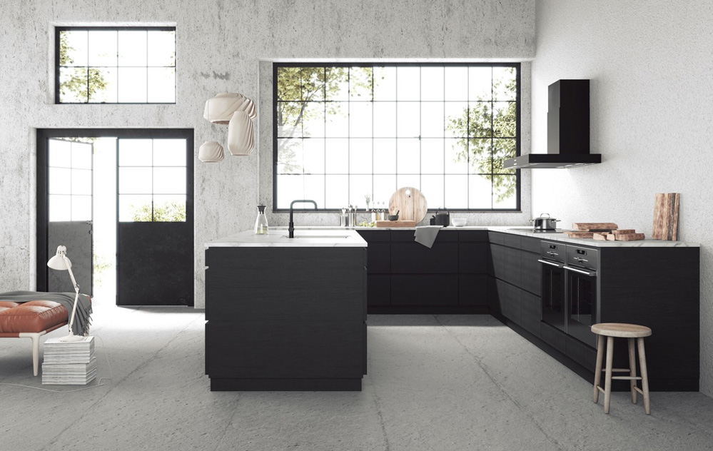 Black U Shaped kitchen