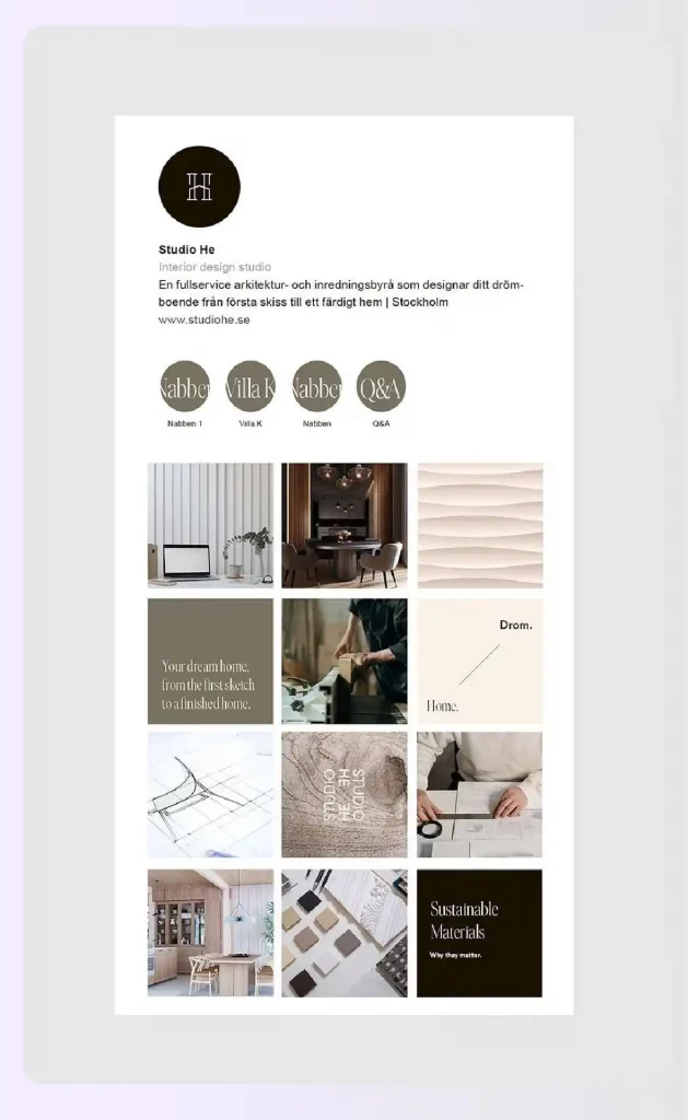 Designer sharing portfolio on Instagram