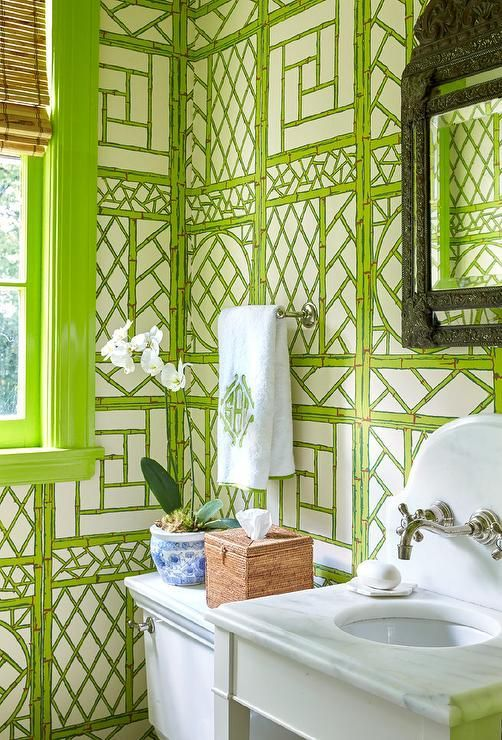 bamboo-trellis-wallpaper-bathroom-remodeling-ideas