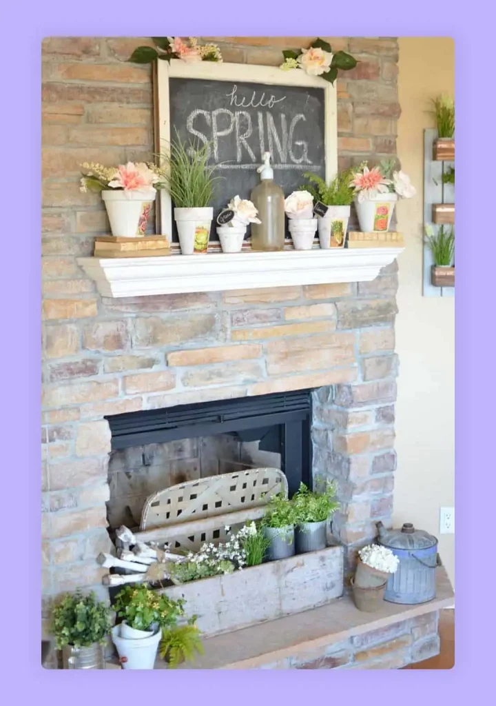 fireplace decor with greenery items