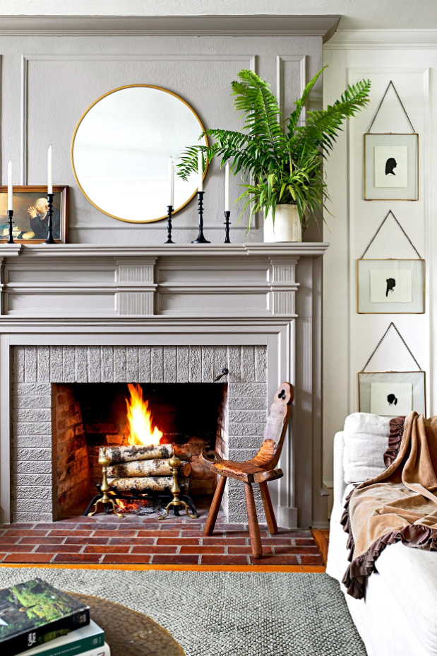 fireplace decor with mirror