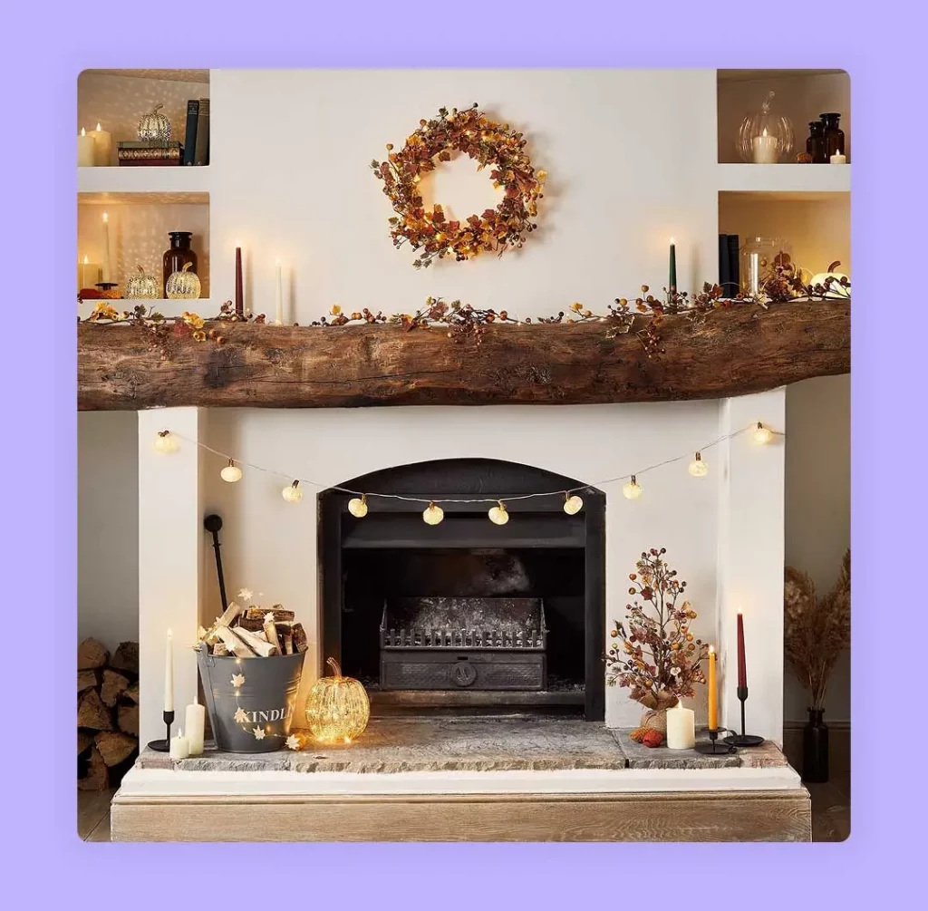 fireplace decor with toddler