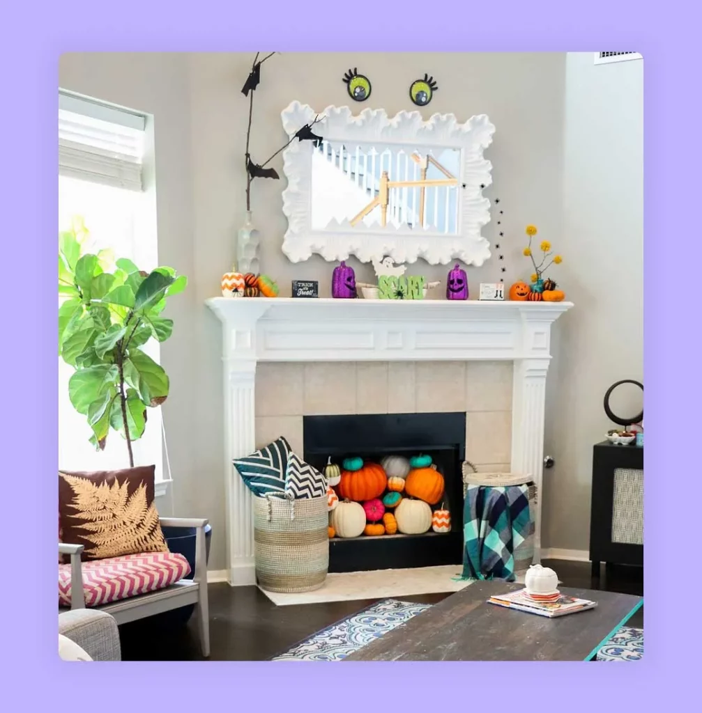 home decor collection in fireplace