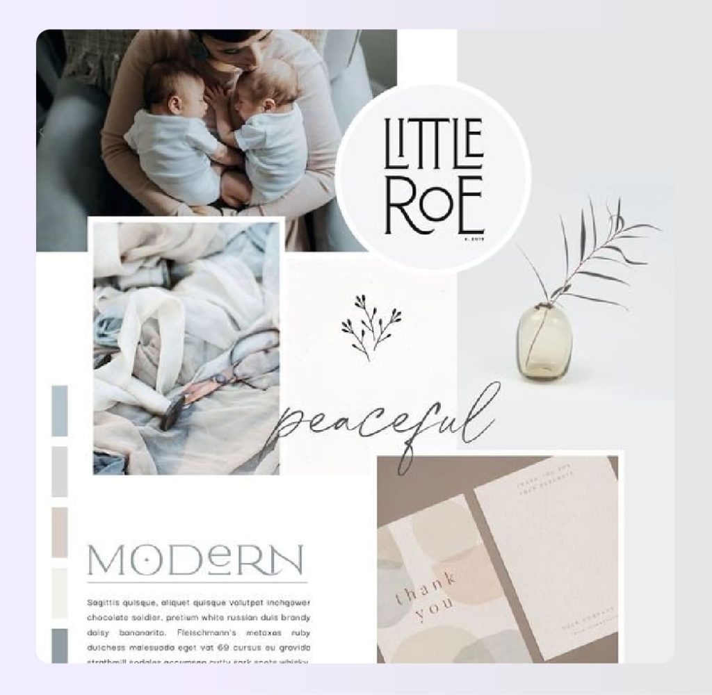 Mood board collage featuring baby photos and soft textures Mood board collage featuring baby photos and soft textures