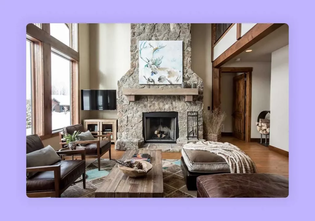rustic look fireplace in living room