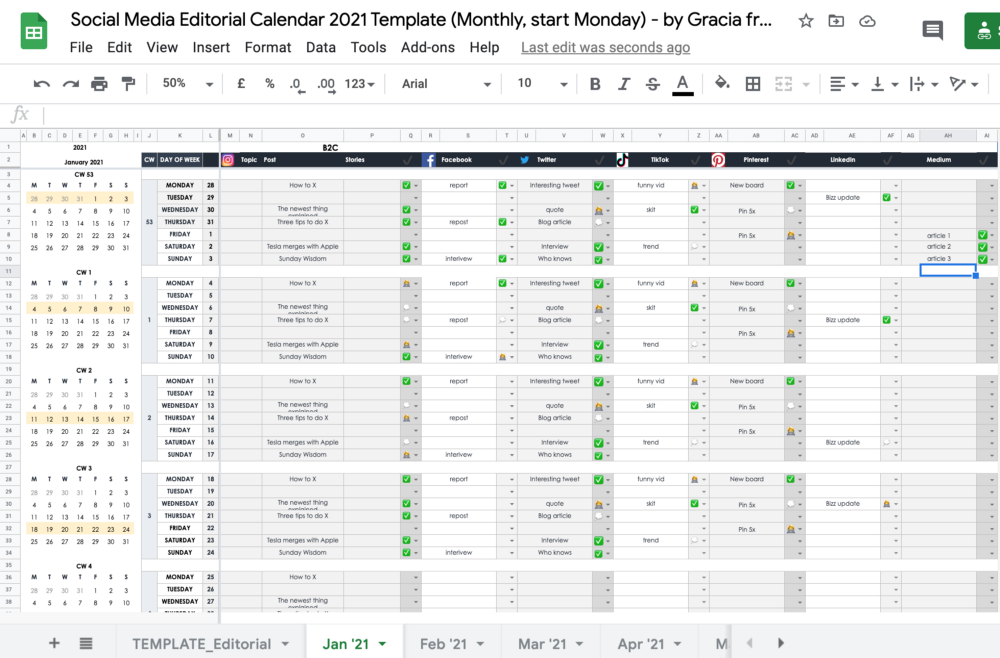 social media editorial calendar