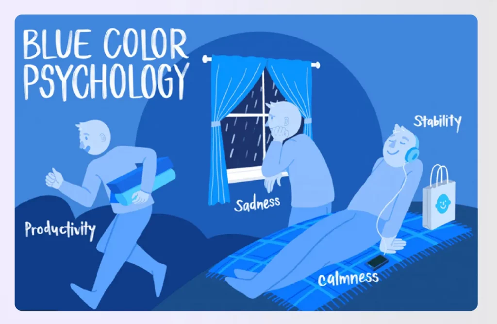 An illustration of blue color psychology effects