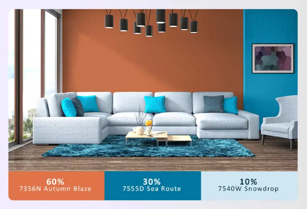 Living room illustrating the 60-30-10 color rule