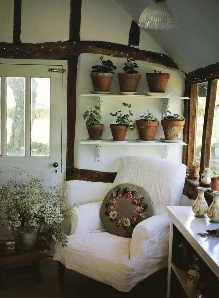 cottage design with green and flowers