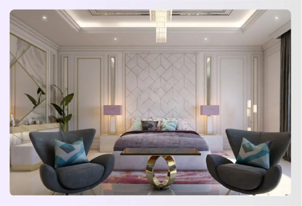 Luxurious commercial bedroom design with paneling 