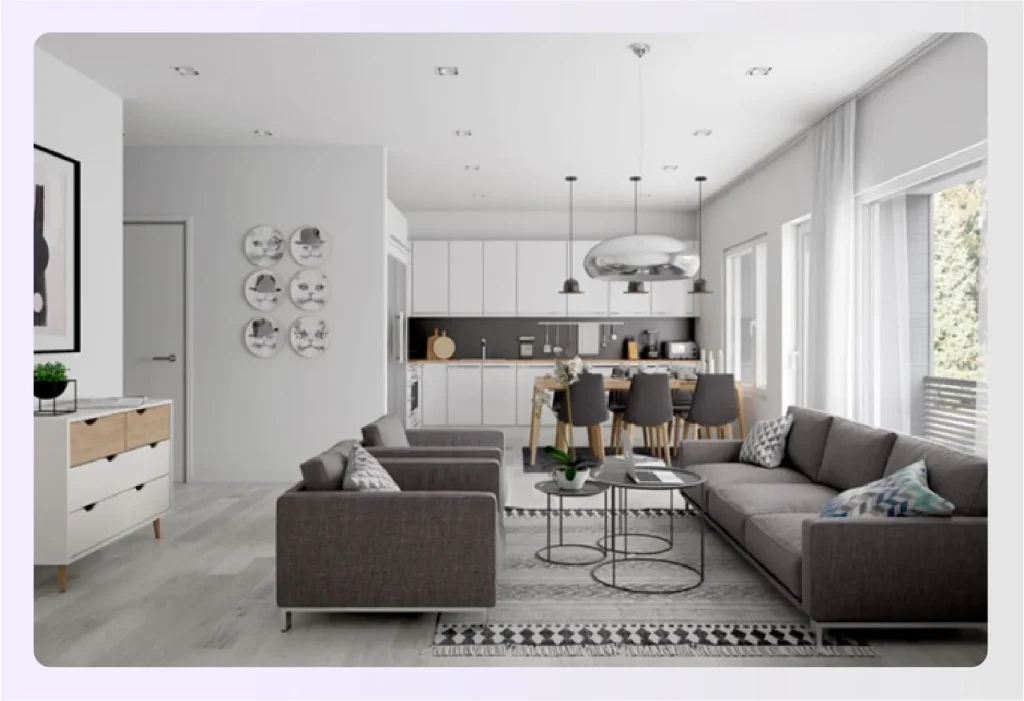 Open-plan living and kitchen area 