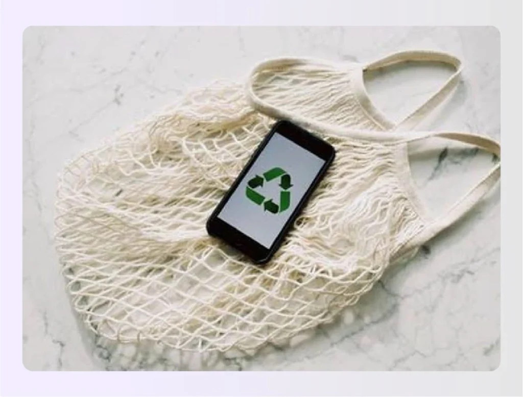 Reusable mesh bag with recycle symbol Reusable mesh bag with recycle symbol