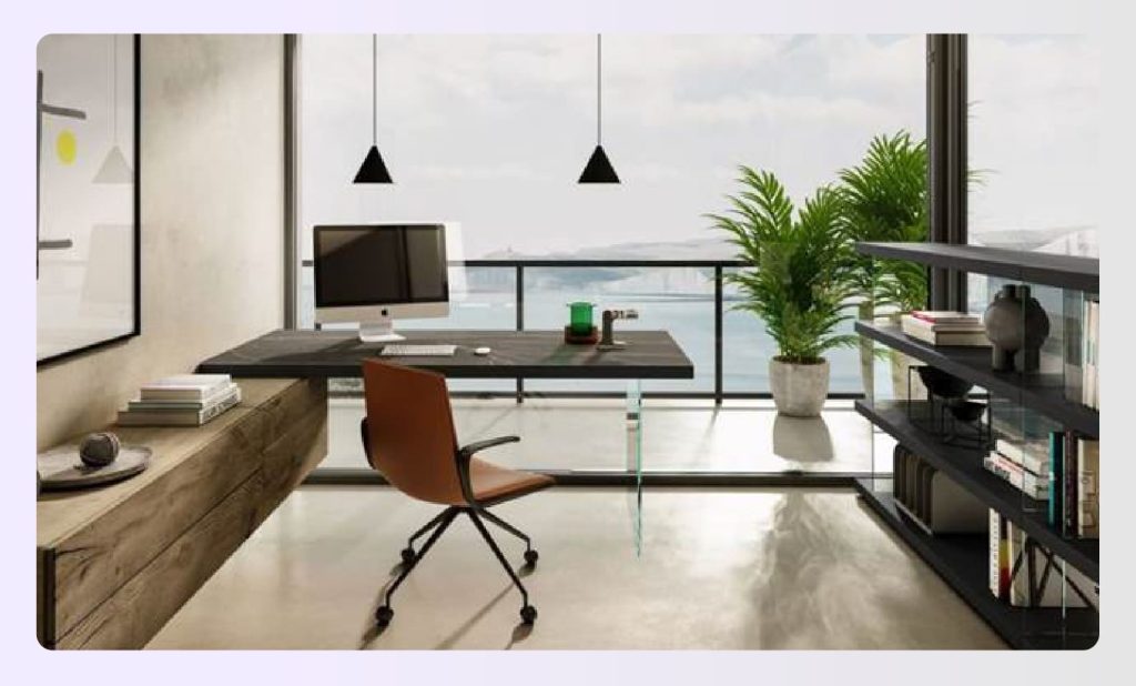 Modern office space styled for corporate event