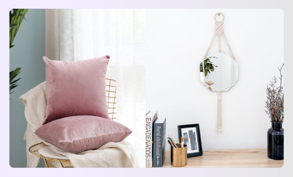 Pink and white color palette for interior styling
