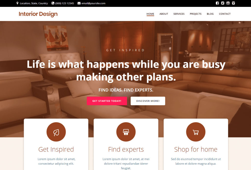 interior design website design