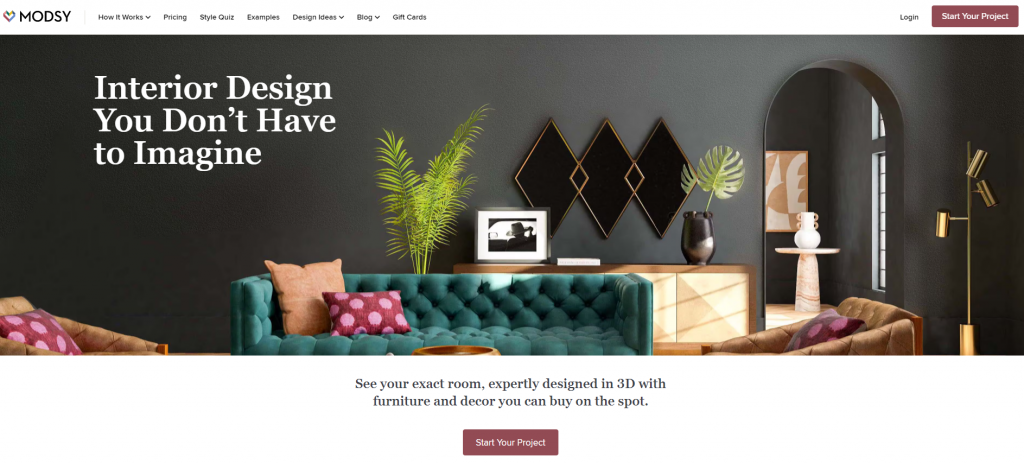 modsy online interior design services