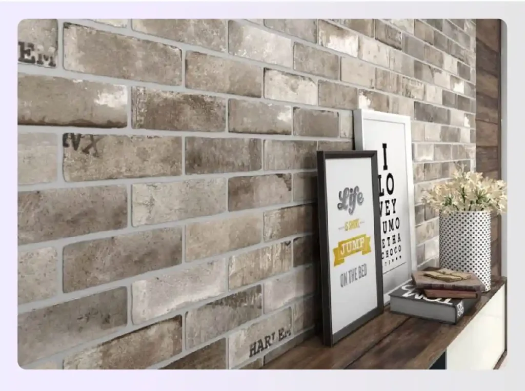 Rustic exposed brick wall with industrial style decor items Rustic exposed brick wall with industrial style decor items