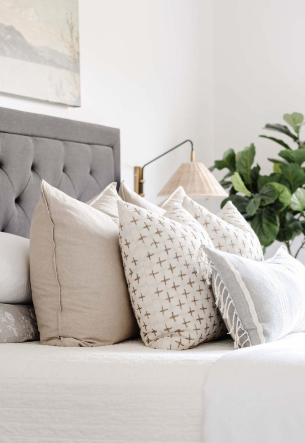 use layering pillows and throws